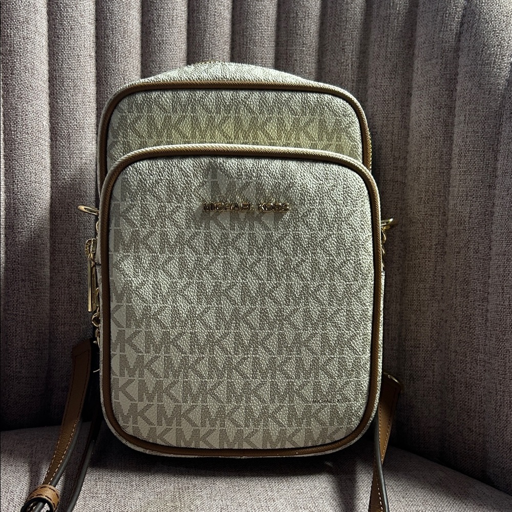 Michael Kors Beige and Brown Signature Messenger Bag
